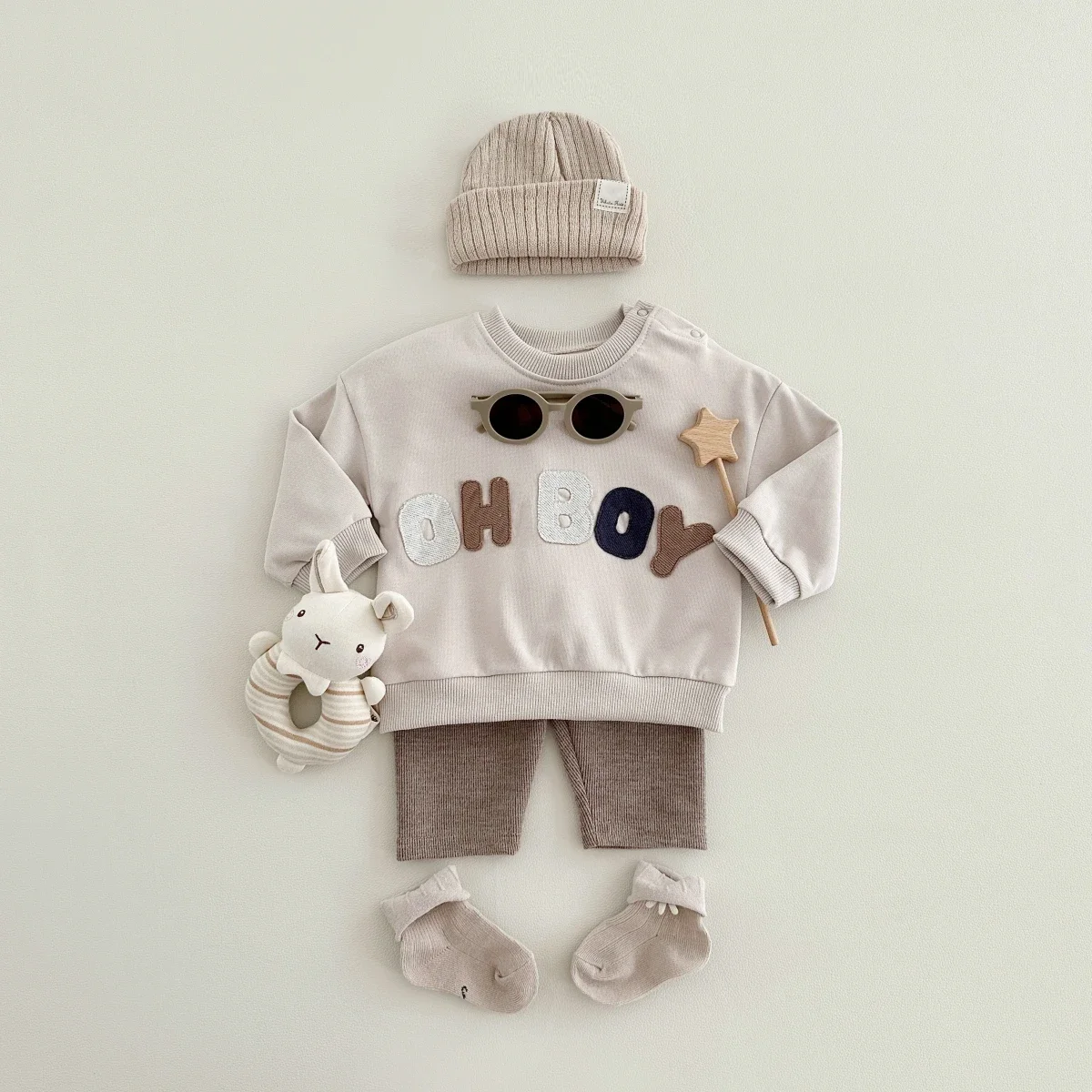 Spring Autumn Newborn Baby Boy Girl Clothes Set Letter Pattern Long Sleeves Top+Pants 2PCS Kids Suit 0-4 Year Children