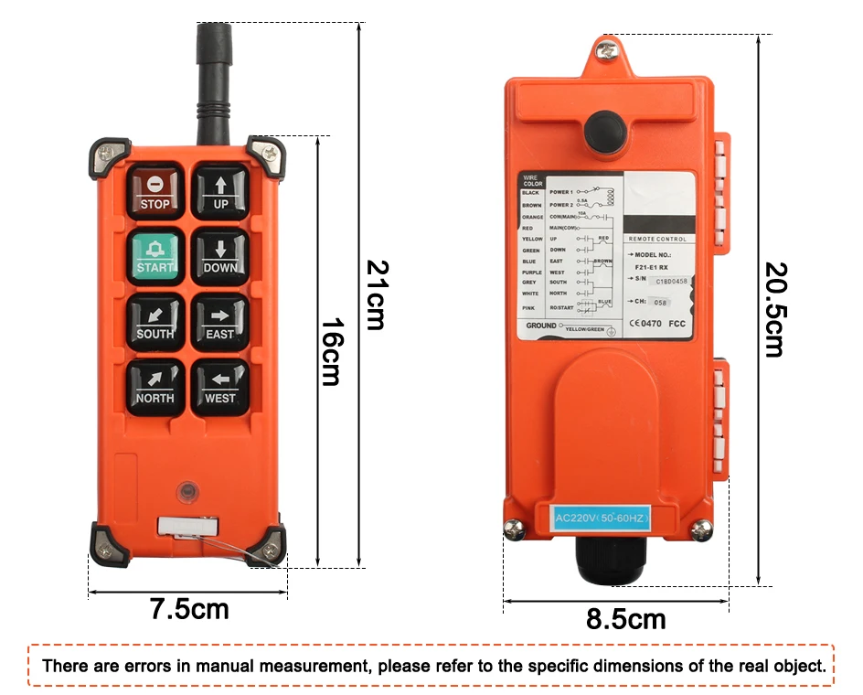 Grúa Industrial con Control remoto, interruptores inalámbricos, grúa de elevación, Control de elevación para F21-E1B, 220V, 380V, 110V, 12V, 24V