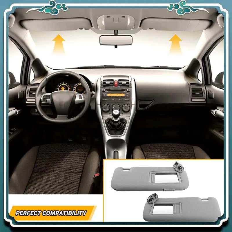 

ABTU-For Toyota Corolla 2007 - 2013 Car Interior Sun Visor With Mirror Grey Sun Shade Left Right Driver Passenger Side