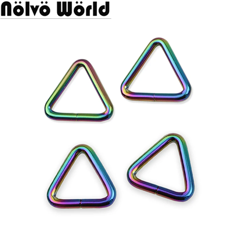 30-50PCS 25MM 32MM 38MM Rainbow Thickened Metal Triangle Ring Buckles For Bags Handbag Belt Strap Dog Collar Chain Accessories