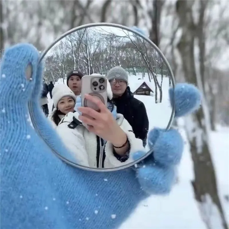 Travel Handheld Selfie Mirror INS Portable Round Reflection Convex Mirrors for Photography Prop Vlogging Traveling Accessories