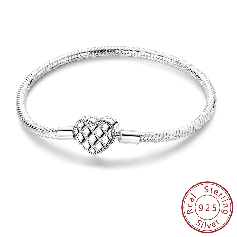 Original-Armband aus 925er-Sterlingsilber, Charm-Armband, 17–20 cm, Liebeskreuz, Schlangenknochen-Armband für Frauen und Mädchen, DIY-Schmuck