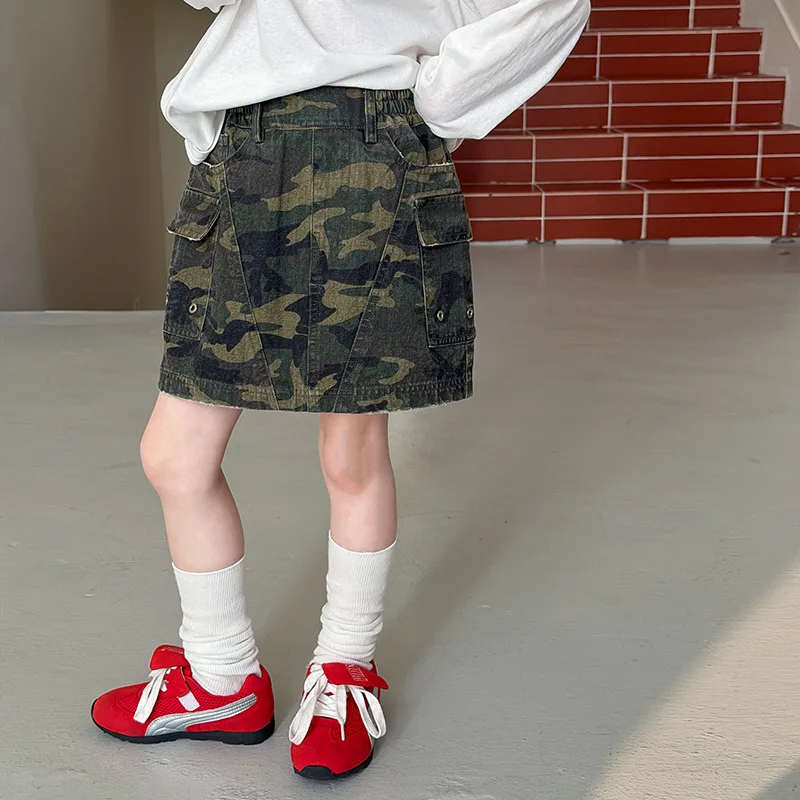 Children Fashionable Short Skirt Girls Fashionable Casual Cool Camouflage Workwear Skirt 2026 Spring Summer New