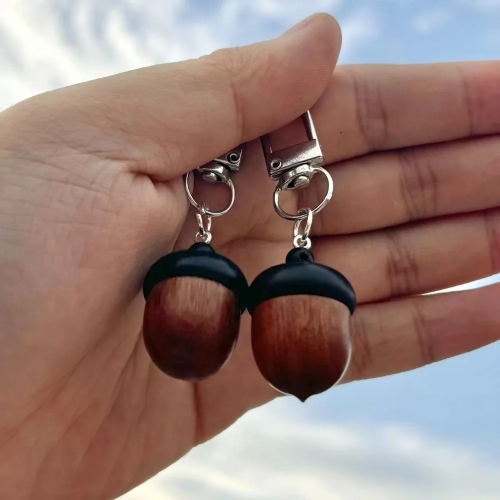 Simulation Acorn Acorn Keychain Small Item Storage Twist Open Bag Pendant Round Lightweight Metal Keychain Bag Accessory