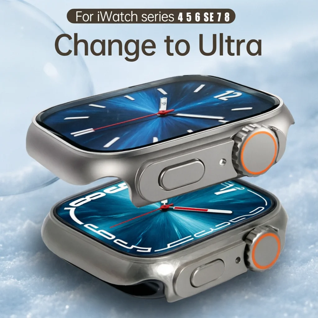 Change To Ultra For Apple Watch Case 44mm 45mm 41mm 40mm 42mm 38mm Screen Protector Cover Bumper iWatch 9 8 7 SE 6 5 4 3 2 1