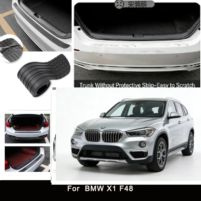 

For BMW X1 F48 Rear Trunk Guard Plate Sticker Car Rear Bumper Trim Anti-Kicked Scratch Protector Sticker Strip