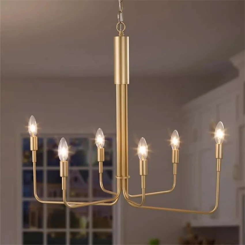 American vintage iron chandeliers lights French art living room lamp dining room villa staircase candlestick hanging lighting
