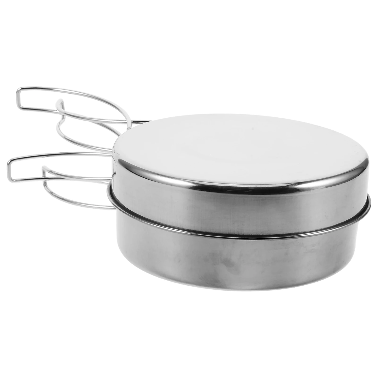 

Stainless Steel Cookware Set Camping Cooking Pot Gear Backpacking with Lid Deep Equipment Pan