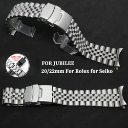 20mm 22mm Steel Strap for Jubilee for Seiko Watch Band for Rolex Wristband Metal Bracelet Silver with Tool Watches Accessories