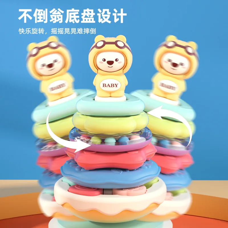 Infants and toddlers Die Le Cubs Rainbow Tower Puzzle Early Education Toys 2-4 Years Old Music Rainbow Circle Tumbler Toys