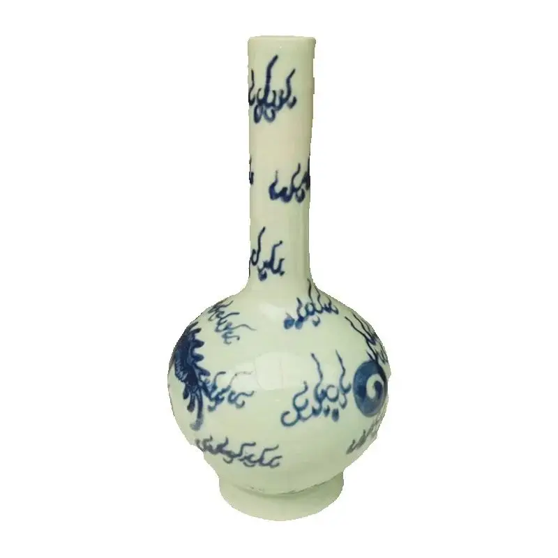 Chinese Old Porcelain collection Vase Blue And White Dragon Pattern Long Necked Spherical Design for Home Decor