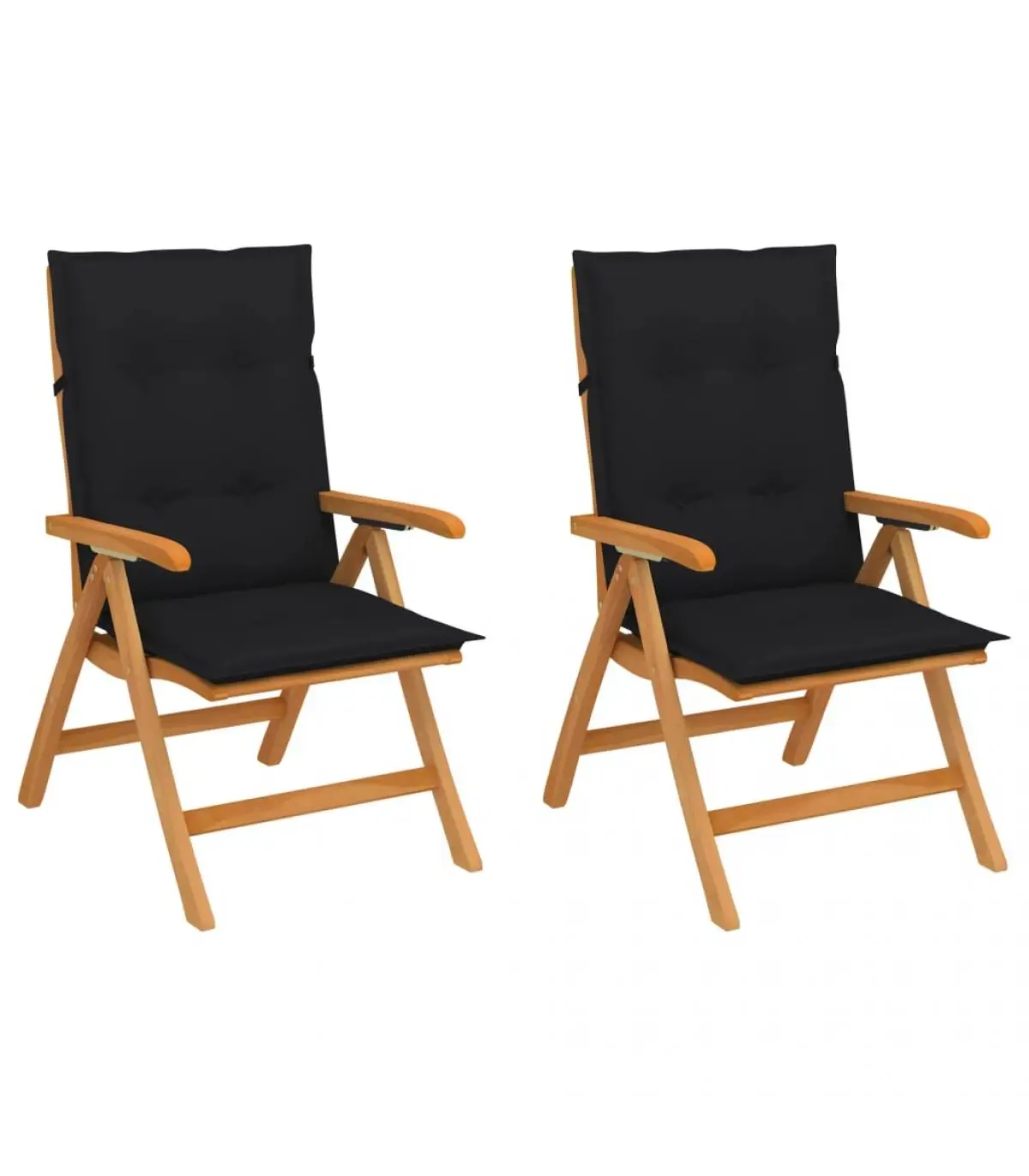 Garden chairs garden chairs 2 Pads solid teak wood with black cushions