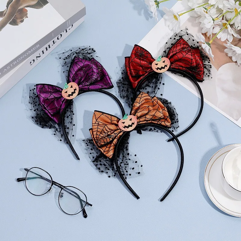 

Halloween Headband Funny Cute Mesh Bow Pumpkin Headband Girls Masquerade Dress Up Ghost Happy Halloween Party Girls Hairband