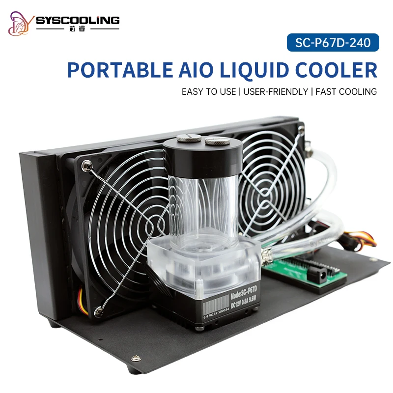SYSCooling Portable Industrial 240mm Water Cooling Kit with Radiator Pump Fan for 3D Printers Lasers LEDs PCs and Laptops