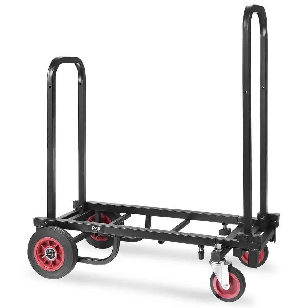 Pyle Folding Equipment Cart – Heavy Duty 8-in-1 Convertible Hand Truck Dolly