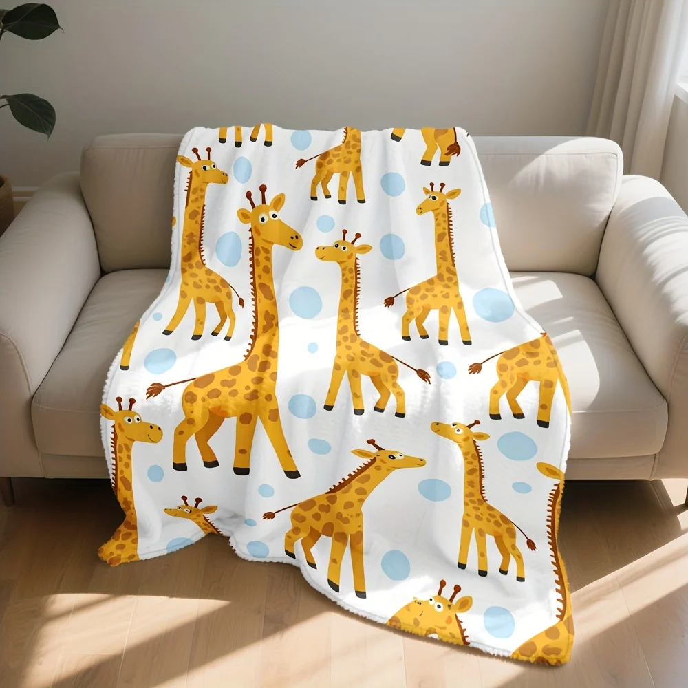 Large Giraffe Print Plush Blanket Throw 150x200cm Cute Safari Animal Nursery Bedspread Cozy Playtime Gift