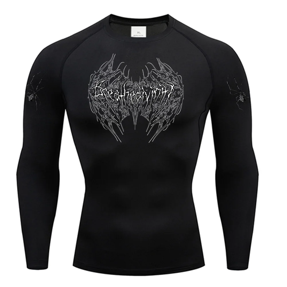Men's Running T-Shirt Gym Sports Quick-Drying Shirt New Trendy Y2K Print Compression Outdoor Cycling Jogging Training Top