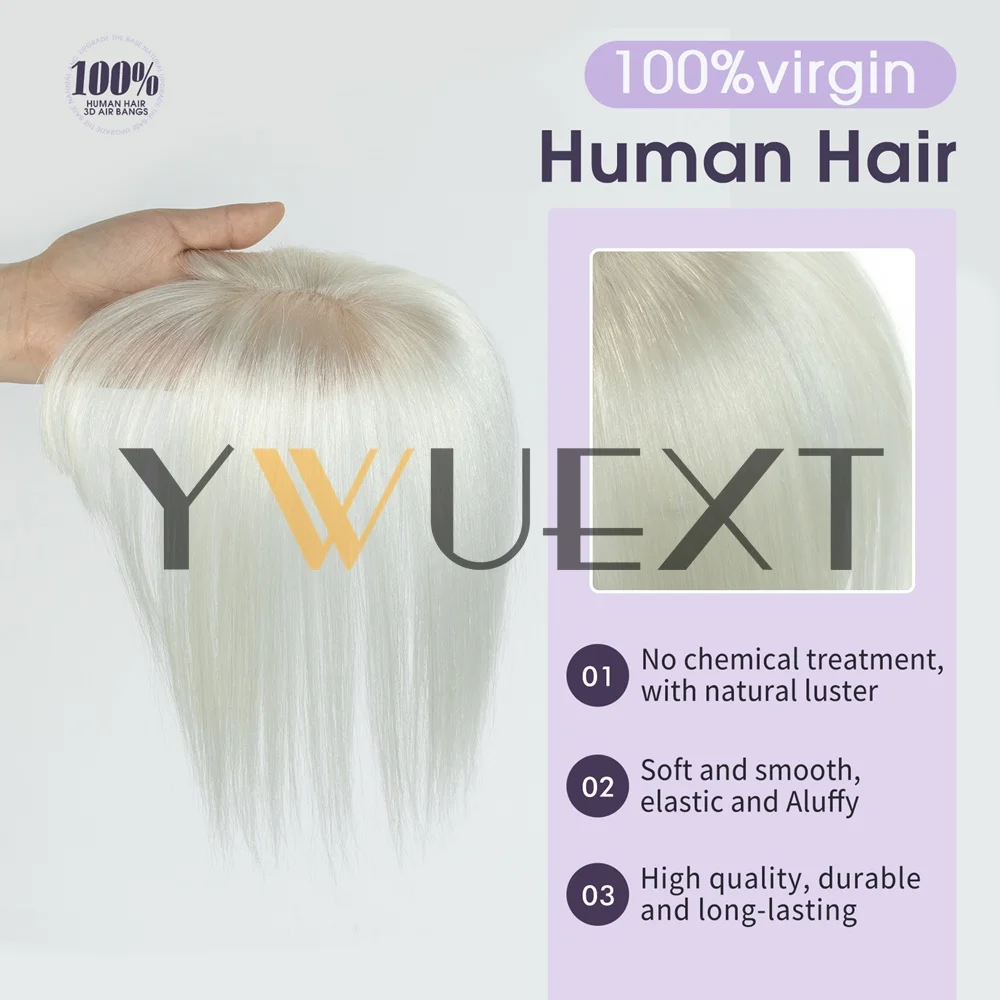 Human Hair Topper Hair Piece 5x9cm Top Base Middle Part with Bangs Available for Women Hair Loss or Bangs HairStyle