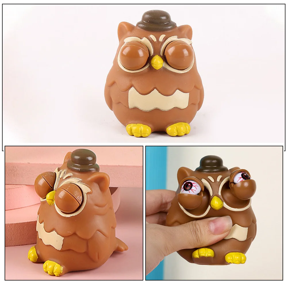 3Pcs Eye Popping Squeeze Owls Adorable Stress Reliever Portable Fidget gifts Squeeze Toys Owl Stretchy Toys