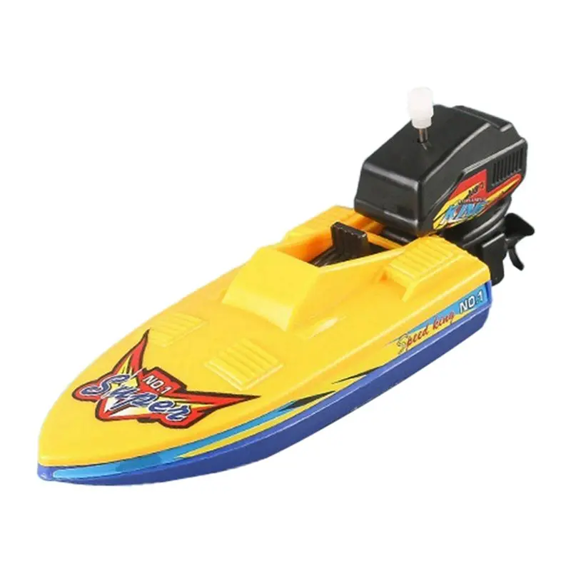 FBIL-5X Kids Speed Boat Ship Wind Up Bath Shower Float In Water Kids Classic Clockwork For Children Gift D