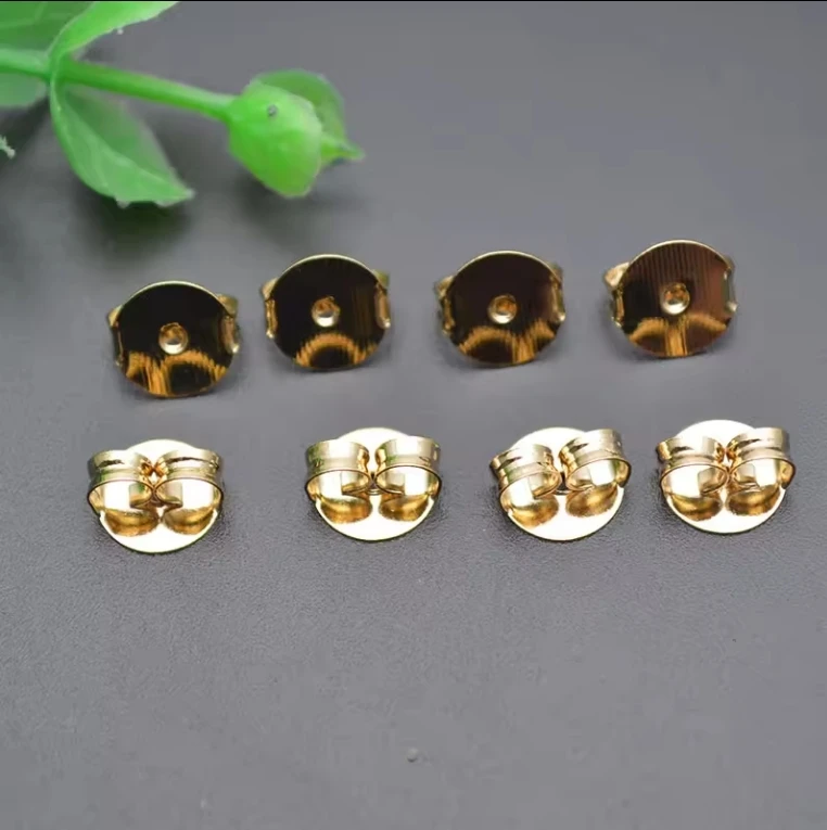 40pcs High Quality 18k Real Gold Plating Big Size 9mm Diameter Brass Stud Stopper Earrings Back For DIY Jewelry Making