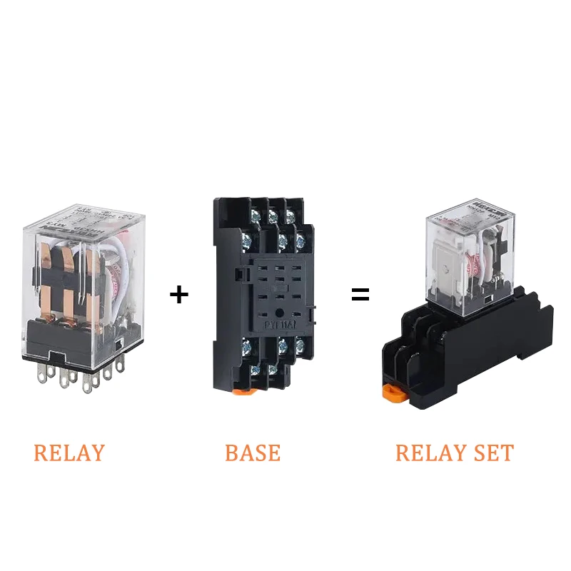 5Pcs Intermediate Relay HH64P LY4NJ 10A Small Electromagnetic Relay ACDC12V24V AC110V 220V 380V With 14 pins Socket base PTF14A