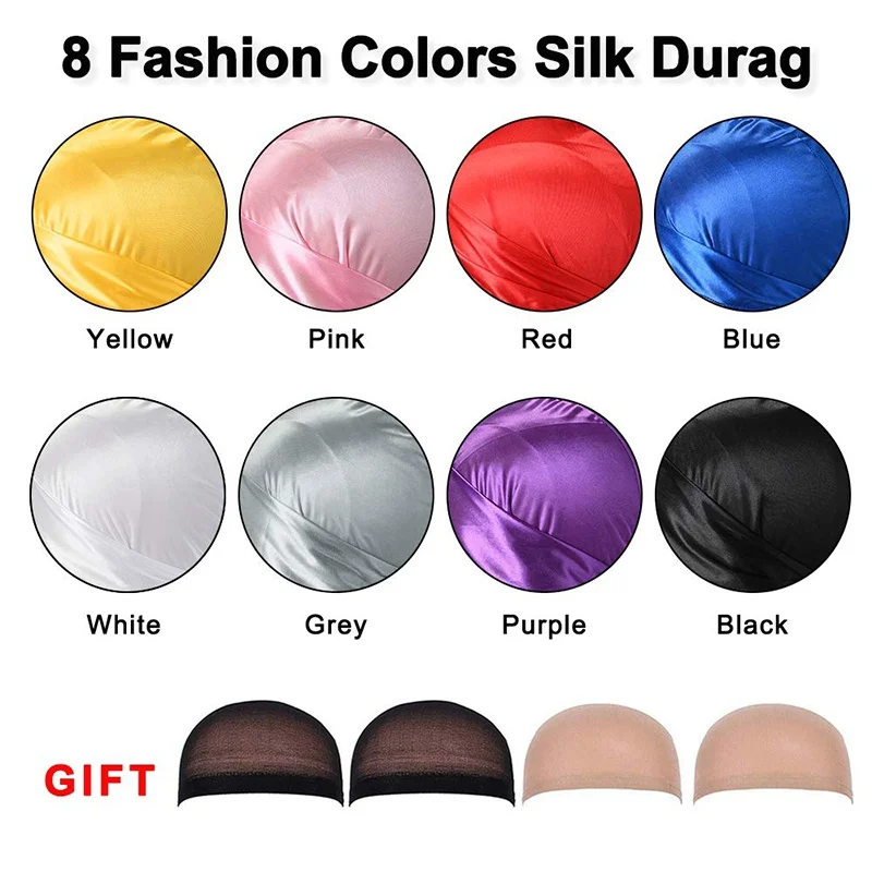 Mens and Womens Silk Head Coverings Imitation Silk Long-Tailed Pirate Hats Silk Durag