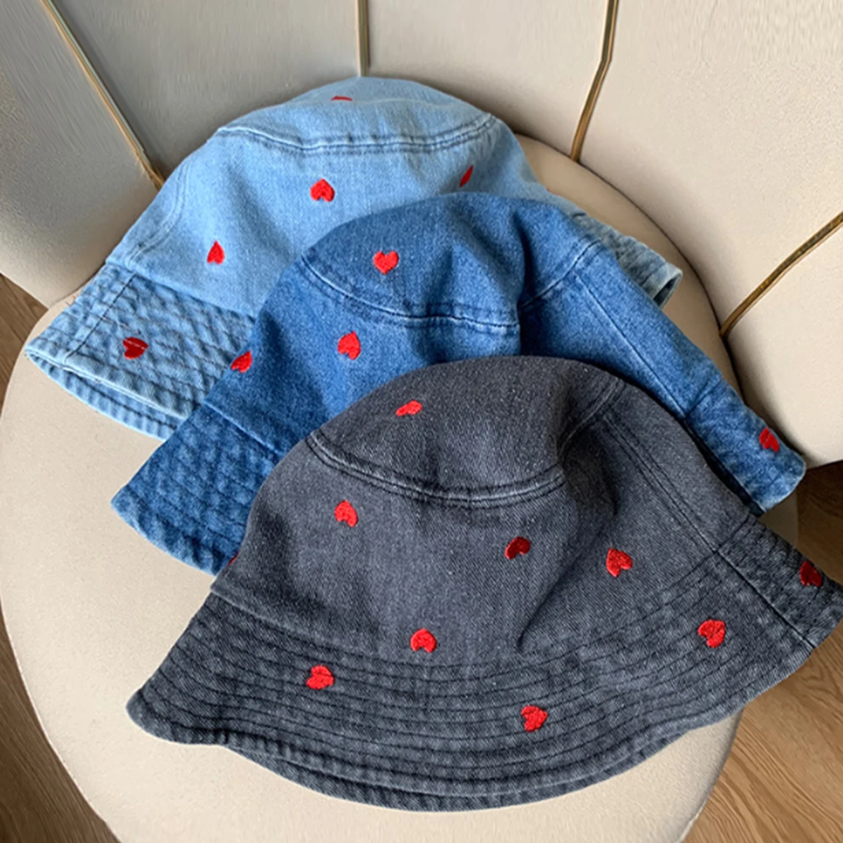 Denim Fisherman Hat for Women, Japanese Style, Large Head Circumference, Sun Protection Bucket Hat, Versatile, Makes Face Look Smaller, Trendy, Stylish, Youthful, Cute, Embroidered