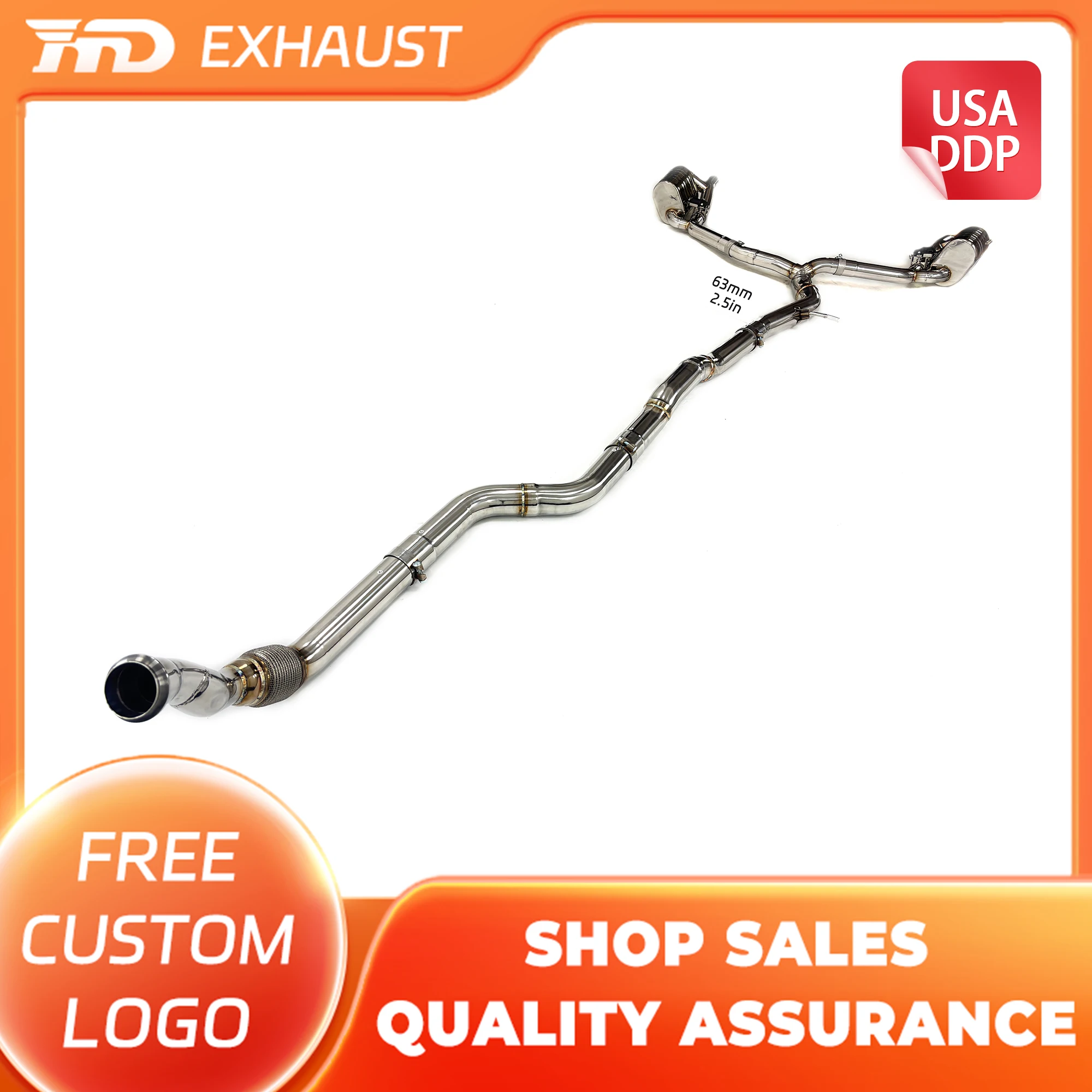 

HMD Hot sale SS304 Exhaust System Performance Catback for Mercedes Benz AMG GT43 GT50 E53 GT53 3.0L with valves and mufflers