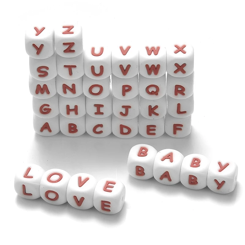 10Pcs New 12mm Baby Silicone Letters Beads Pacifier Letters Alphabet BeadsChew Teething Teethers Nursing Shower Gifts BPA Free