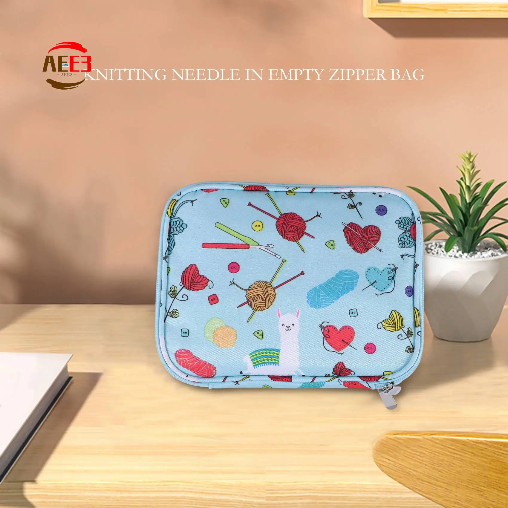 AEE3-Empty Knitting Needles Case Travel Storage Organizer Storage Bag For Circular Knitting Needles And Accessories Kit Bag