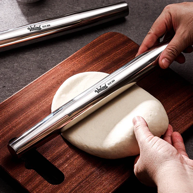 304 Stainless Steel Rolling Pin Household Rolling Pin Pole Noodle Stick Noodle Stick baking Roll Dumpling Skin Artifact