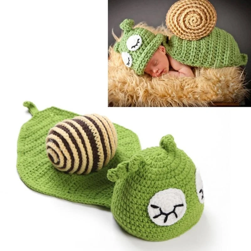 Baby Hat Bodysuit Set Newborn Photography Props Knitted Cotton Cartoon Jumpsuit Infants Photo Clothing