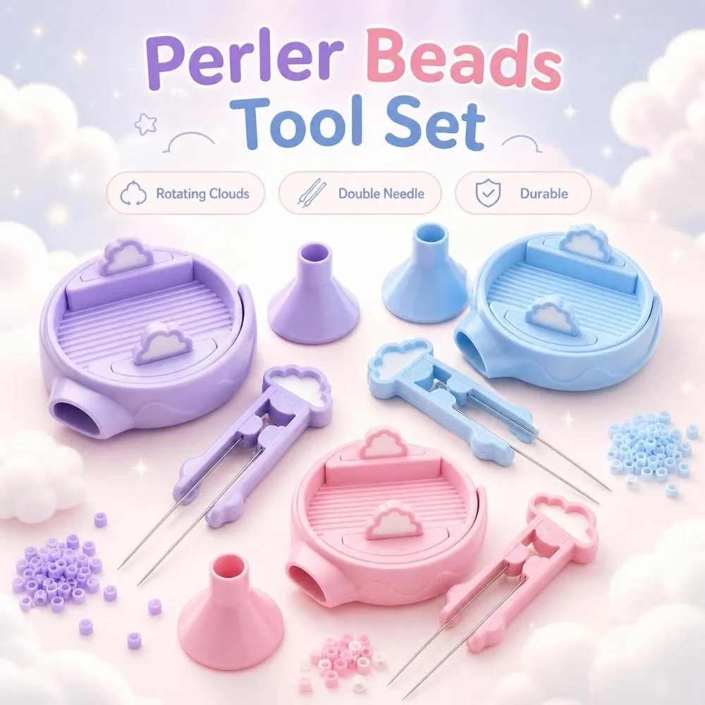 Rotating Clouds Fuse Beads Tools Double Needle Pen Creative Perler Beads Sorting Tray Kit Smooth Funnel Fuse Bead Storage Plate