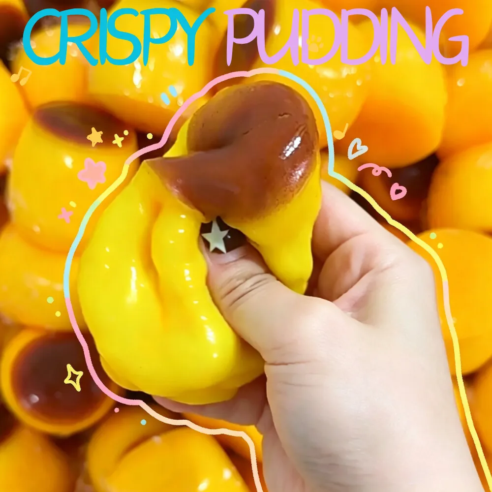 Balle anti-stress en forme de pudding au caramel croustillant et moelleux, jouet sensoriel ASMR en forme de nourriture pour adultes, cadeau
