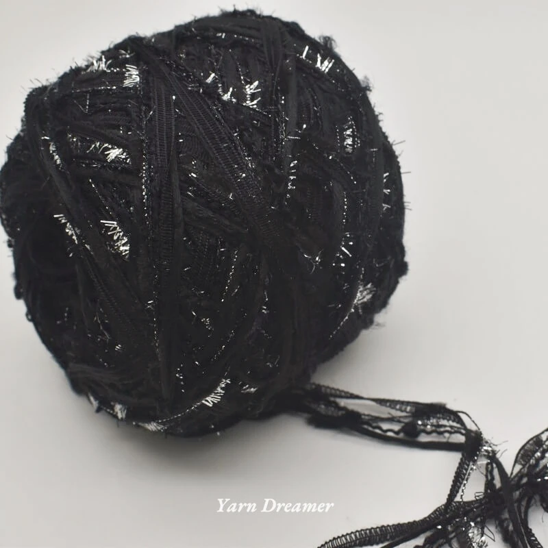 Gold Glitter Yarn for Crochet Wool Silver Sequin Yarn 100g Puffy Yarn Crochet Thread Black Bag Yarns for Knitting and Crochet