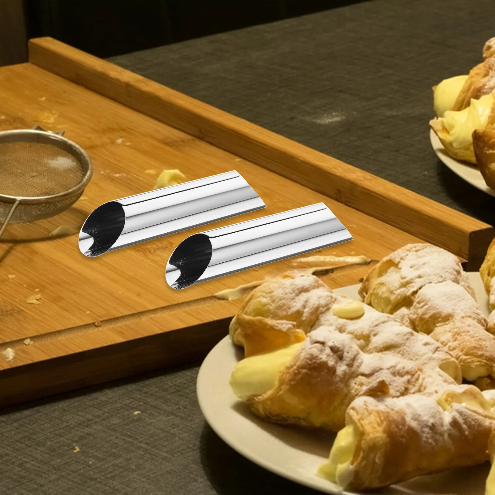 10Pcs Stainless Steel Cream Horn Molds Tubular Croissant Baking Mold Reusable Rustproof Easy Clean for Pastry Dessert Making