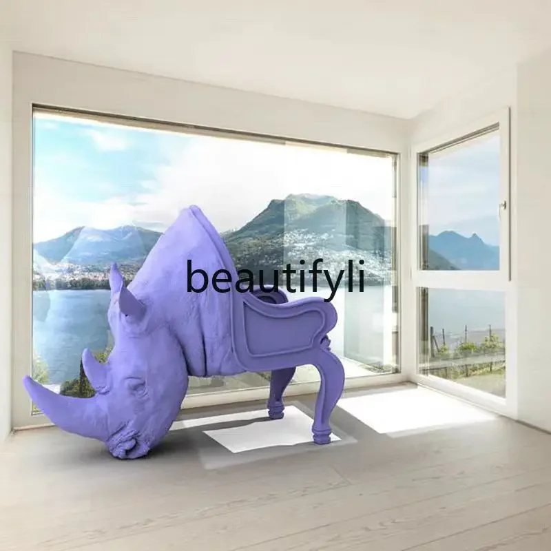 

ss Nordic creative rhino chair designer furniture bull head chair fiberglass leisure chair domineering animal modeling seat