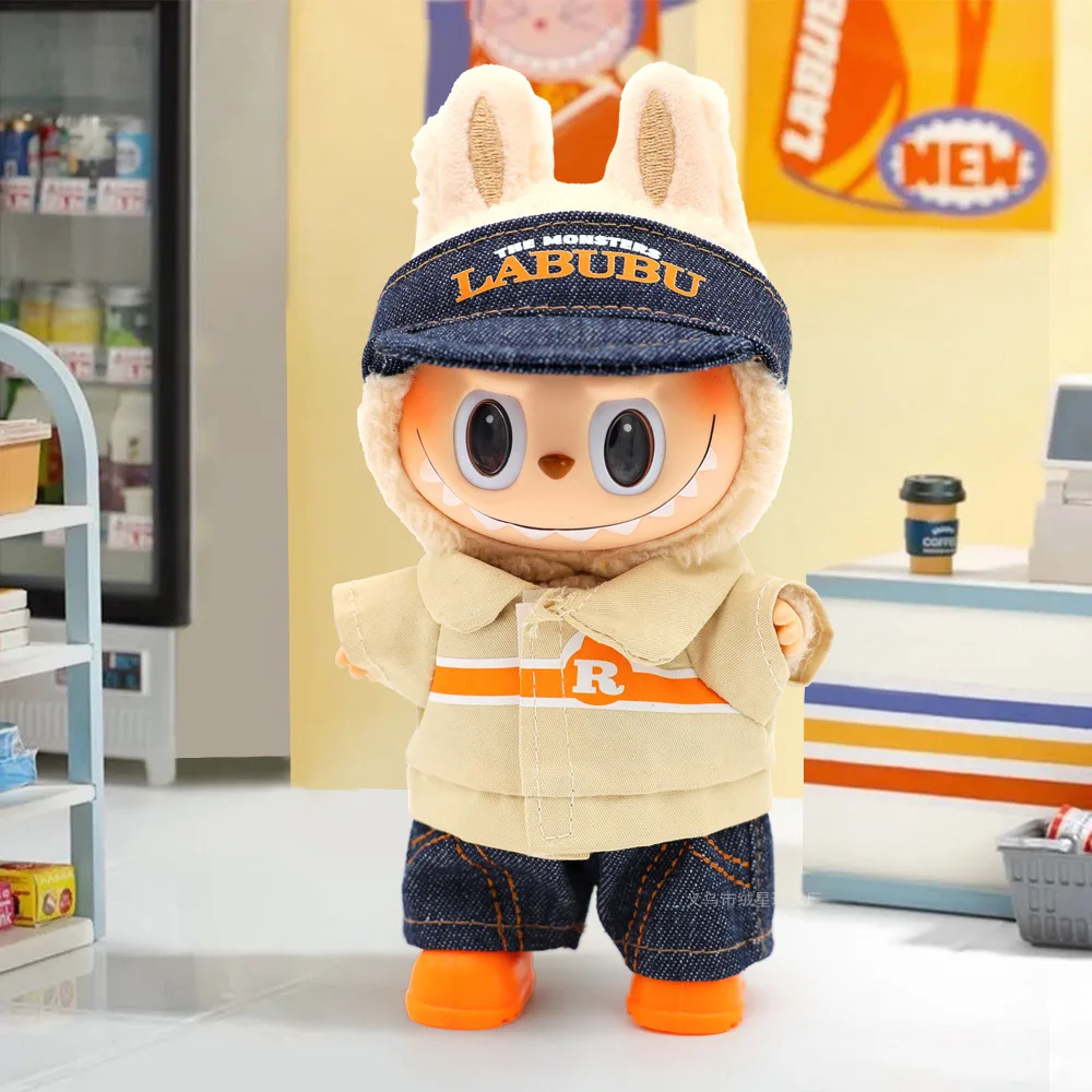 Per 15/17 centimetri Labubu Minimarket Vestiti Set Labubu Bambole V1 V2 V3 Peluche Giocattolo FAI DA TE lavoro di abbigliamento Vestito giocattolo Accessori regalo