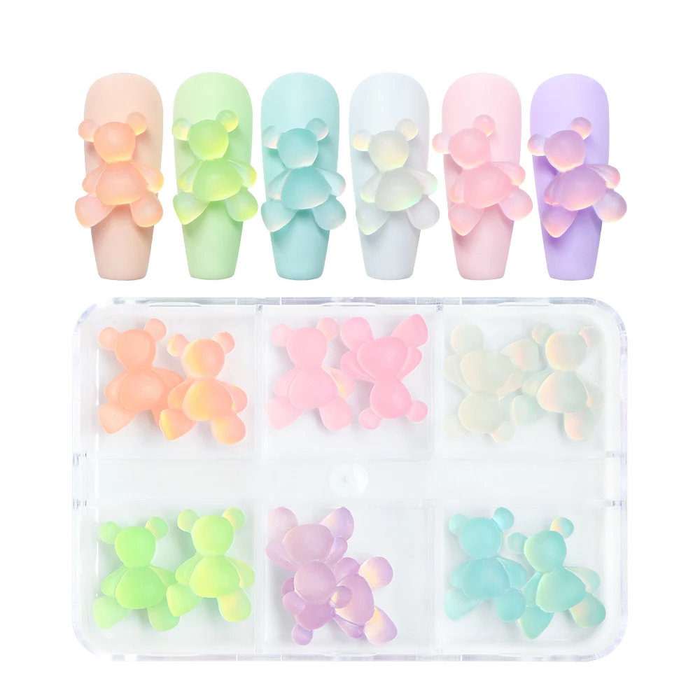 Nail Art Accessoires Glow In The Dark Kawaii Beer 3d Nail Charmes Lichtgevende Schattige Mix Kleurrijke Diy Nail Art Benodigdheden En Decoratie