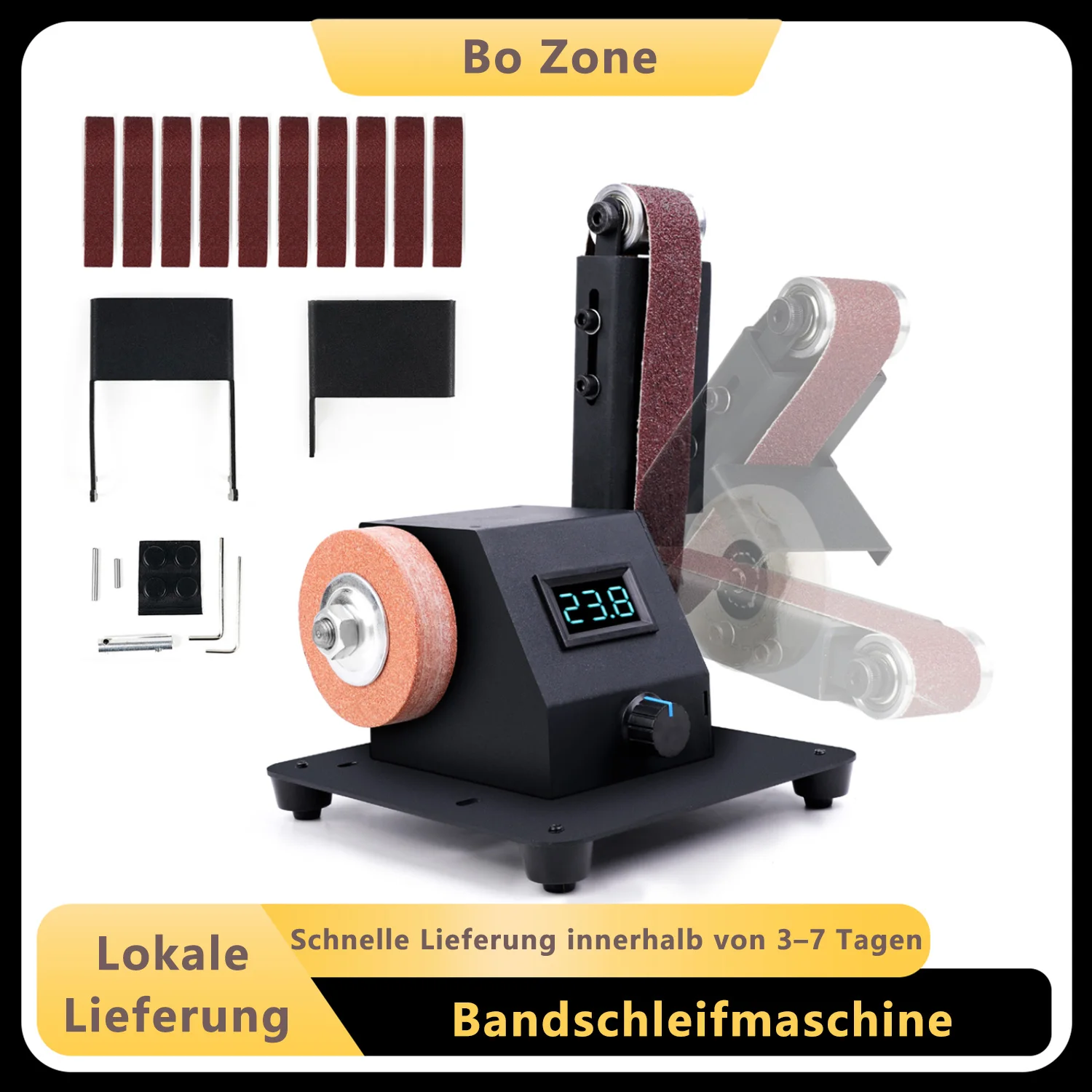 Mini levigatrice a nastro 350W, macchina elettrica per levigatura con velocità regolabile a…