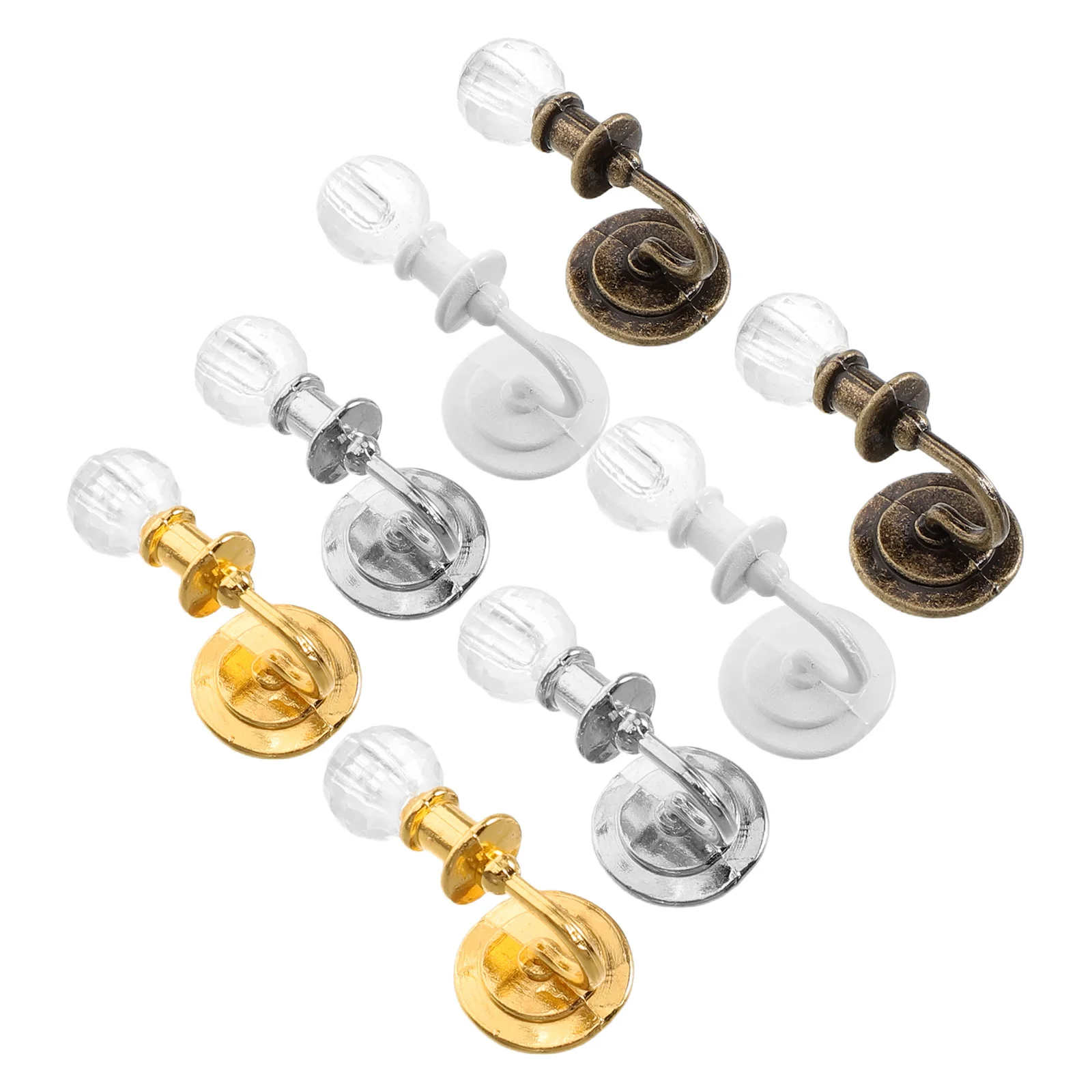 

8Pcs Mini Wall Lamps for Dollhouse Crystal Accent Lighting Fixture Metal Plastic Miniature House Decor Elegant Simulation Lights