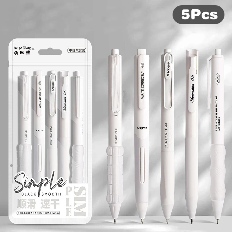 

5Pcs Simplicity Fashion Gel Pen Set Solid Color Quick Drying Neutral Pens Lovely Student Stationery Office Supplies Writing Pen