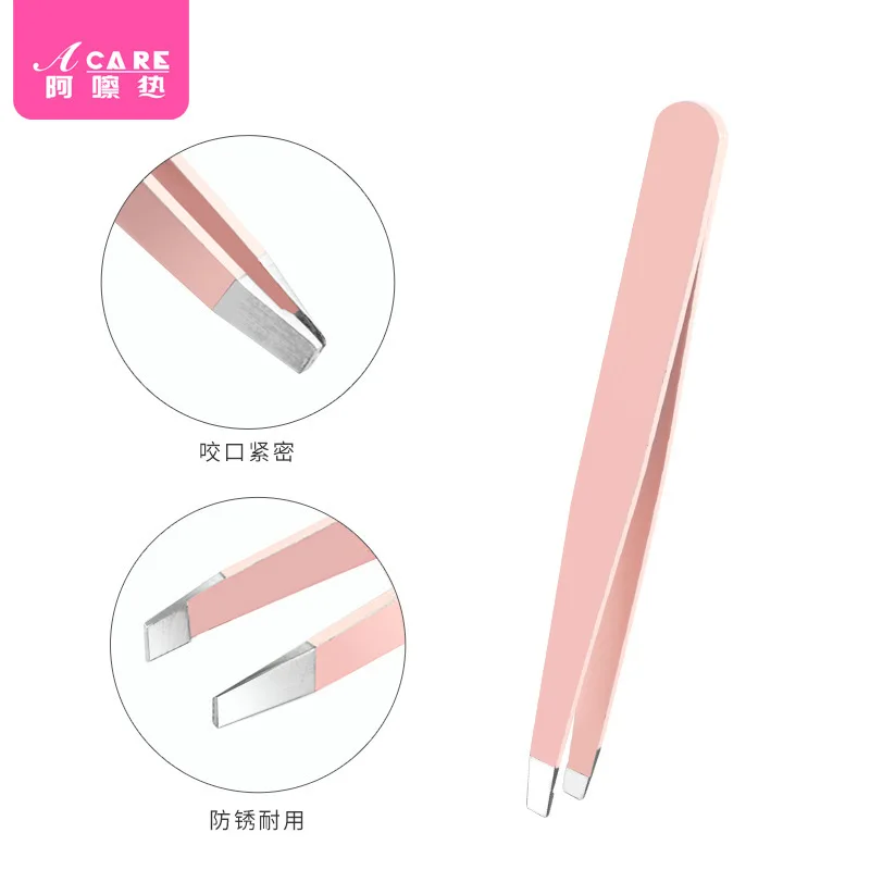 眉毛クリップ C1P49-ライトピンク ピンセット 眉毛抜き つけまつげクリップ 眉毛トリマー 毛抜きフック 口平型