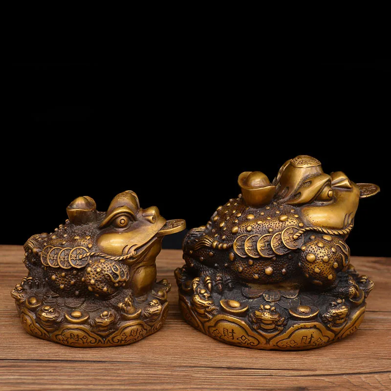 Brass Golden Toad Triangular Toad Craft Ornament (available in various sizes)
