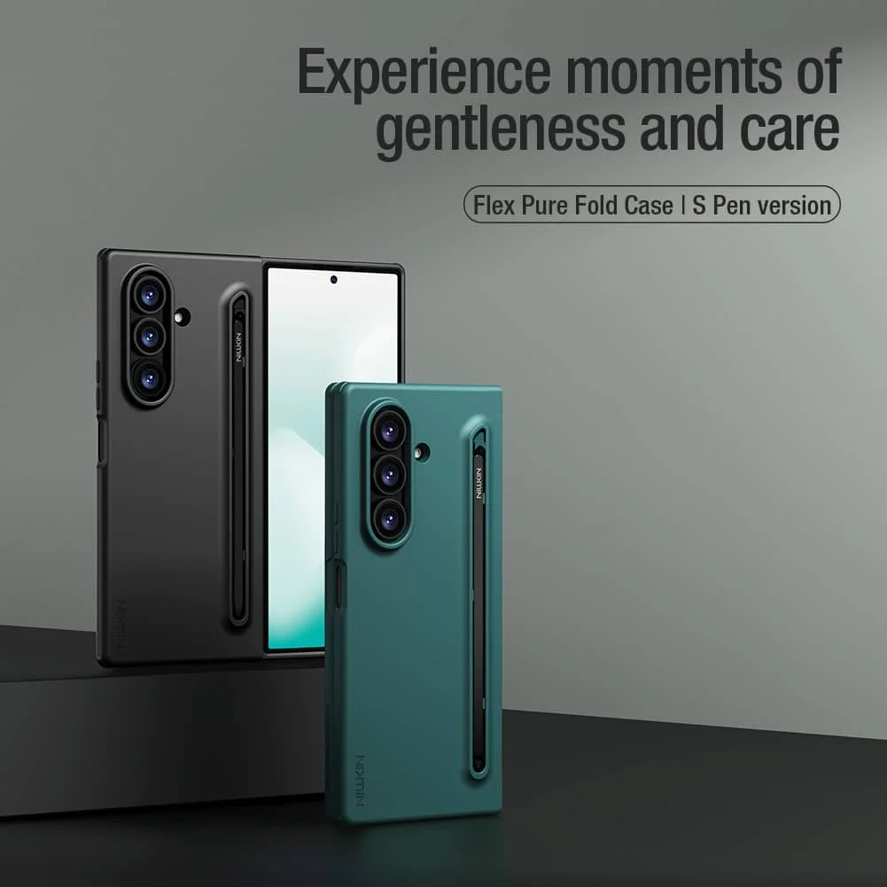 

Силиконовый чехол Nillkin Flex Pure для Samsung Galaxy Z Fold 7 — мягкая задняя часть со встроенным держателем стилуса, тонкий и защитный чехол