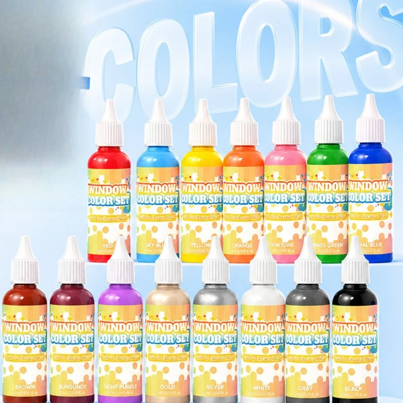 No Bake 3D Window Glue Paint DIY Transparent Window Sticker Pigment Kids Handmade Graffiti Art Craft Supplies