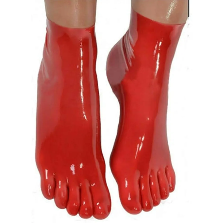 Molding Latex 5 Toe Short Socks Fetish Unisex Rubber 5 Fingers Socks S M L Size