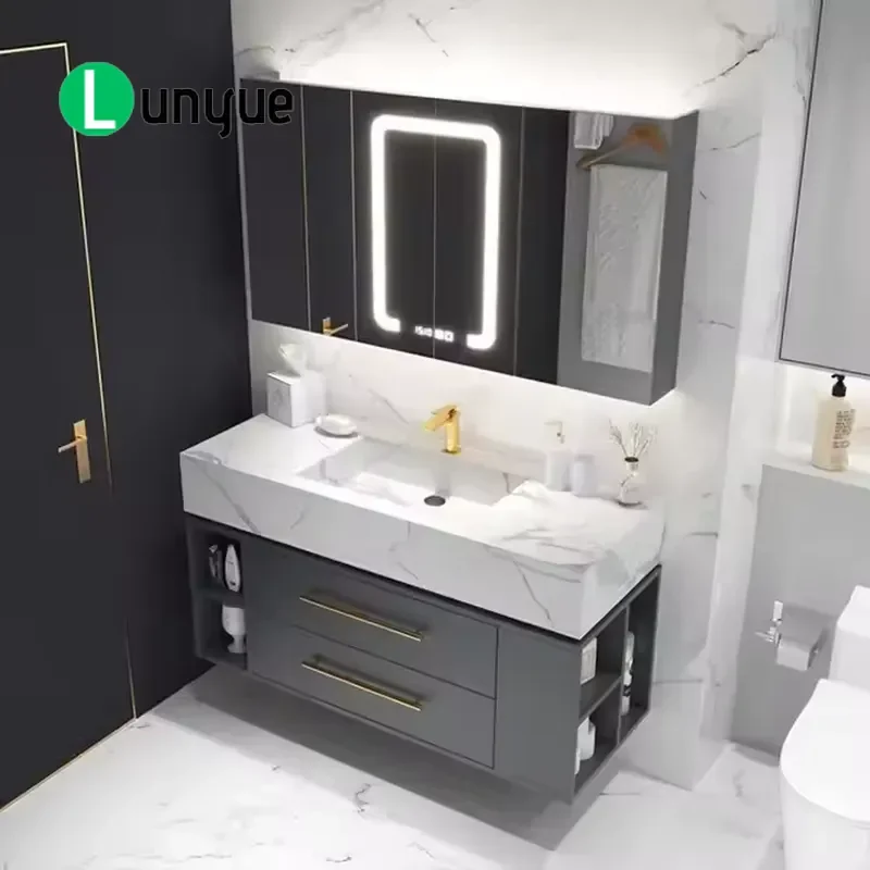 24 Inch White Solid Wood Wall Mounted Bathroom Vanity Cabinet Modern Luxury Hotel Furniture Eco Friendly Custom