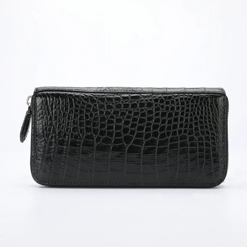 British Style Bright Double Alligator Belly Handbag Men's Genuine Leather Wallet Long Card Business Single Handle Bag Men Wallet